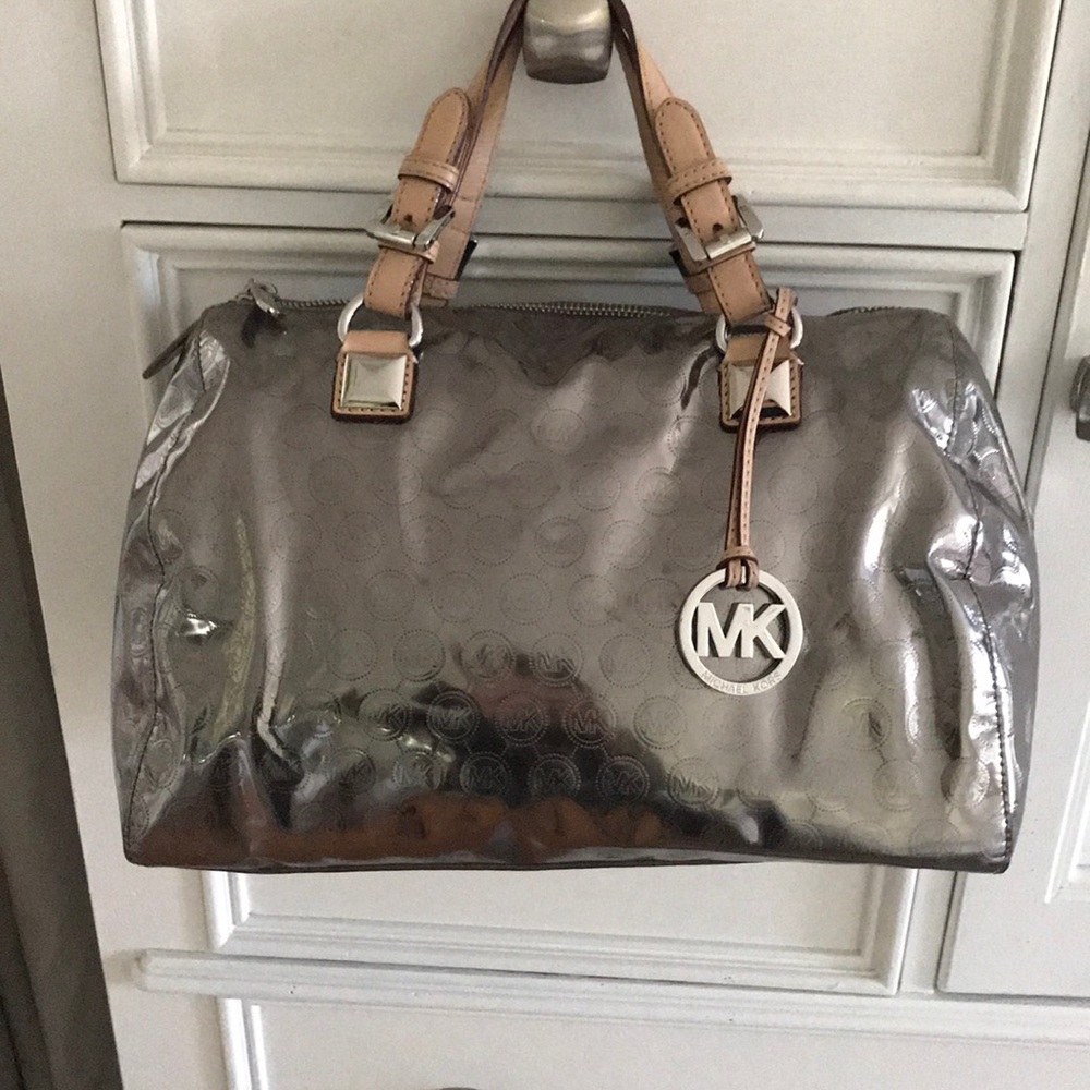 Michael Kors Silver metallic signature bag